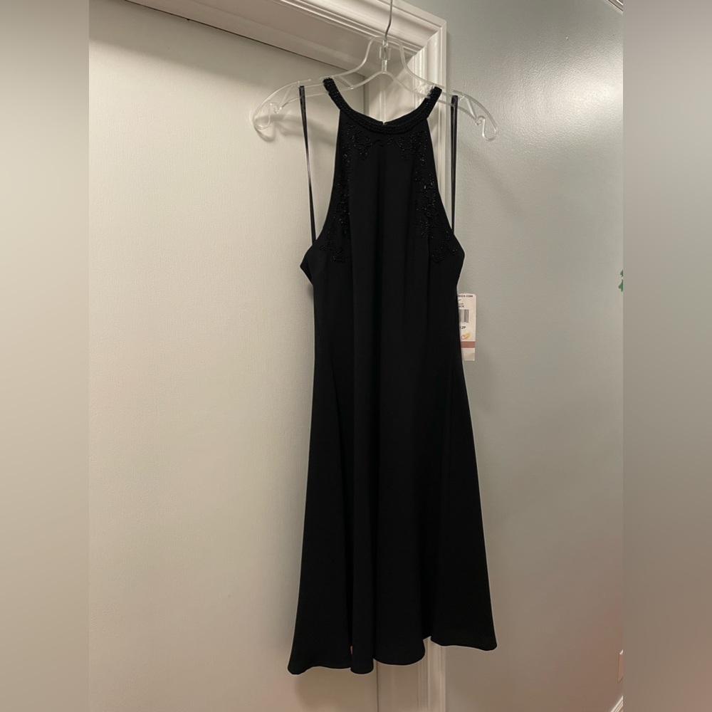 NWT R&M Richards Petite 12P Little Black Dress Fine Beading